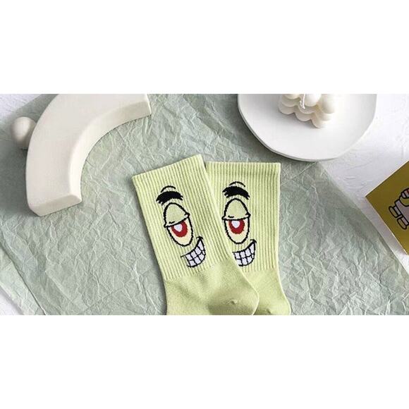 Plankton Spongebob Cartoon Socks Unisex Adults One Size Green Cotton Pull On - Picture 3 of 3